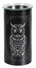 JJ251231 - Rotary Dial On/Off LED Lamp - Black Owl w/ Wax Holder 25W