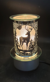 JJ254332 - Carousel Lamp with Wax Warmer Function - Silver Deer