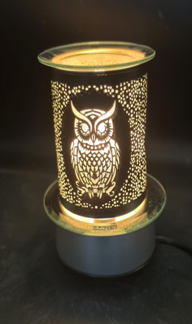 JJ254334 - Carousel Lamp with Wax Warmer Function - Silver Owl