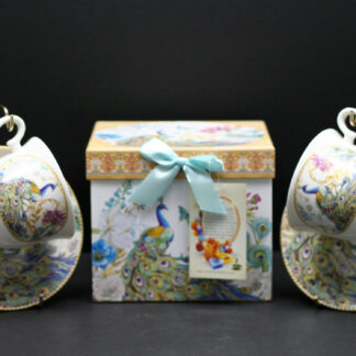 R5101 - S/2 Cups & Saucers in a Gift Box; New Bone China - Peacock; M/O: 4; Case: 12