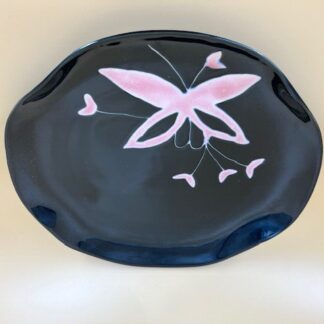 9556: 11"x 10"; Black Butterfly Dinner Plate