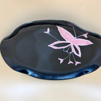 9967:  13" x 9" Black Butterfly Oval Plate