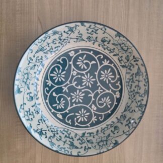 CH0091: 8'' Plate - (Coral Blue Lotus) Japanese Style Stoneware